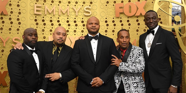 The Exonerated Five, from left: Raymond Santana, Antron McCray, Kevin Richardson, Korey Wise and Yusef Salaam. They are seen at the 71st Emmy Awards at the Microsoft Theatre in Los Angeles on Sept. 22, 2019. (Getty Images)