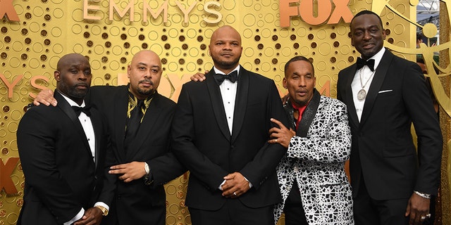 The Exonerated Five, from left: Raymond Santana, Antron McCray, Kevin Richardson, Korey Wise and Yusef Salaam. They are seen at the 71st Emmy Awards at the Microsoft Theatre in Los Angeles on Sept. 22, 2019. (Getty Images)