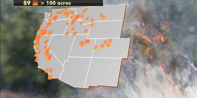 Current large wildfires burning across the West.