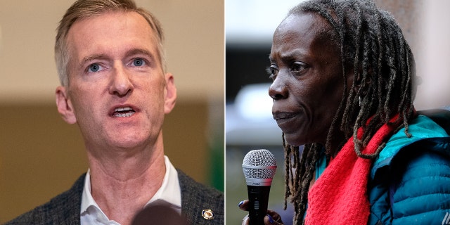 Portland Mayor Ted Wheeler, left; City Commissioner Jo Ann Hardesty, right (Getty Images)