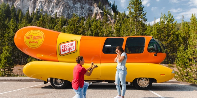 One hotdogger grabbed attention last fall after proposing to his girlfriend in front of the Wienermobile at Yellowstone National Park.(Oscar Mayer)