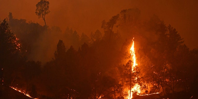 The Glass Fire burns in the hills of Calistoga, Calif., on Monday, Sept. 28, 2020. Calistoga is under mandatory evacuation on Monday night.