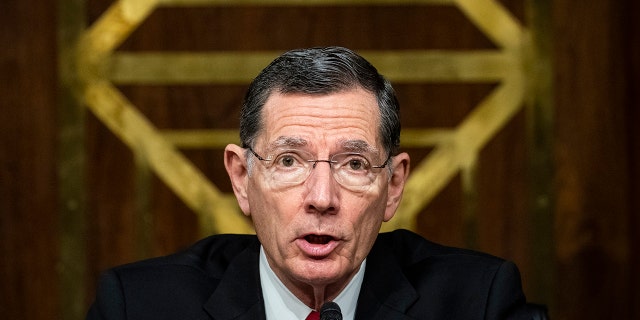 Sen. John Barrasso (R-WY), former chairman of the Senate Environment and Public Works Committee, speaks during a hearing, May 20, 2020 on Capitol Hill in Washington, D.C. Barrasso slammed the Biden administration over the situation on the border in an interview with "Sunday Morning Futures." (Photo by Al Drago-Pool/Getty Images)