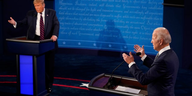 President Trump and Democratic presidential candidate Joe Biden during the first presidential debate on Tuesday, Sept. 29, 2020. (AP Photo/Morry Gash, Pool)