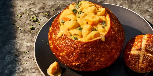 The broccoli cheddar mac and cheese is also available in a bread bowl. (Panera Bread)