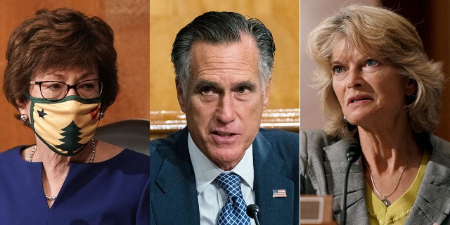 President Trump's ability to successfully replace Supreme Court Justice Ruth Bader Ginsburg on the bench could hinge on the support of Republican senators like Susan Collins of Maine (left), Mitt Romney of Utah, and Lisa Murkowski of Alaska. (Associated Press)