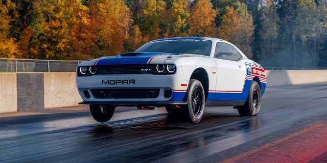 The Dodge Challenger Mopar Drag Pak is a factory racing version of the Challenger that's not for street use.