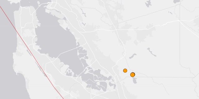 Four small earthquakes rattled the northern area of the Calaveras Reservoir in Northern California on Tuesday morning, according to officials.