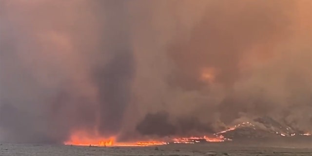 A fire whirl can be seen as "extreme fire behavior" was reported Monday from the Slink Fire in Mono County, Calif.