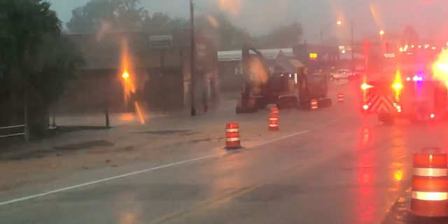 Flooding in Tishomingo, Okla. on Tuesday, Sept. 1, 2020, after heavy rains in the area.