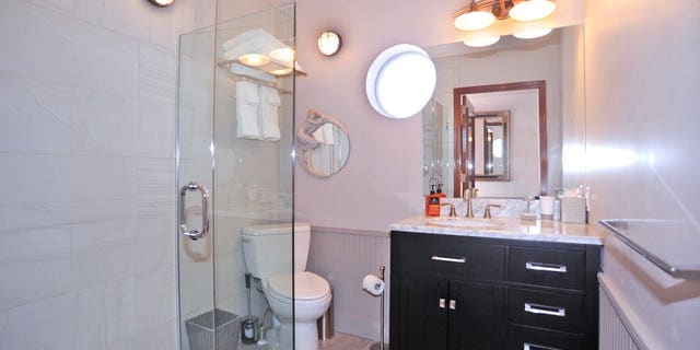 The floating home has two bathrooms and can sleep four.