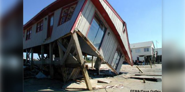 Although elevated, this house in North Carolina could not withstand the 15 feet of storm surge that came with Hurricane Floyd in 1999.