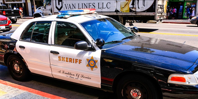 Los Angeles, CA, USA - July 2nd, 2015: A Los Angeles Sheriff Black and white police cruiser in downtown Hollywood CA