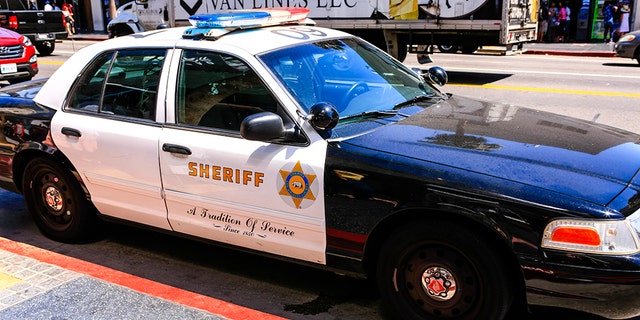 Los Angeles, CA, USA - July 2nd, 2015: A Los Angeles Sheriff Black and white police cruiser in downtown Hollywood CA