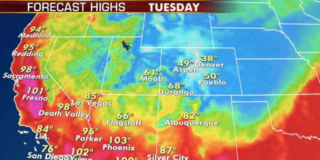Temperatures will plunge across the Mountain West by Tuesday.