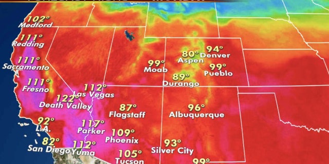 Forecast high temperatures for Labor Day.
