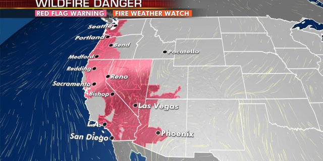 The wildfire danger continues out West on Tuesday.