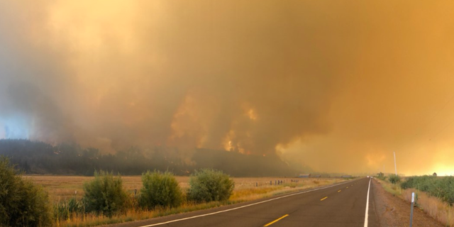 Smoke billowing in Clackamas County, Oregon.