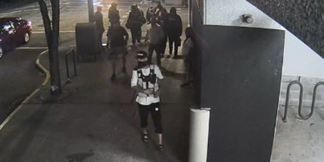 Security camera footage from Aug. 29, 2020, shows Michael Reinoehl outside a Portland, Oregon, parking garage on the night Aaron Danielson was killed, according to police. (Portland Police Bureau)