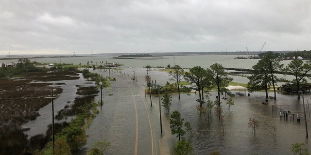 Multiple roads in Pascagoula, Miss. were blocked due to "standing water" as storm surge impacted the area as Hurricane Sally neared the area.