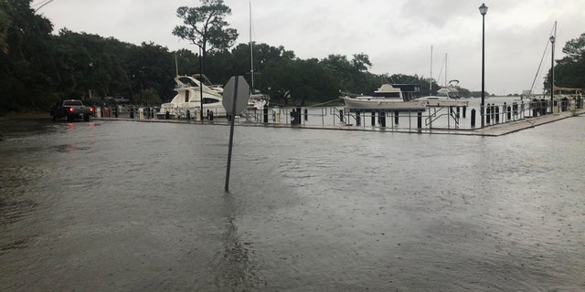 Multiple roads in Pascagoula, Miss. were blocked due to "standing water" as storm surge impacted the area as Hurricane Sally neared the area.