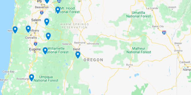 This map details the areas that the Salvation Army has been covering throughout Western Oregon, Southern Oregon and part of Central Oregon.