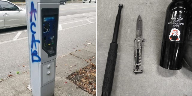 Police arrested 11 people after property was damaged during an anti-police protest Tuesday. Police recovered a knife, a collapsible baton. bear mace and other items from those arrested.