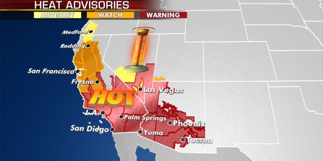 Heat warnings and advisories stretch across the West.
