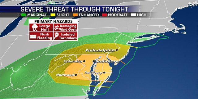 The areas at greatest risk of severe weather on Thursday, Sept. 3, 2020.