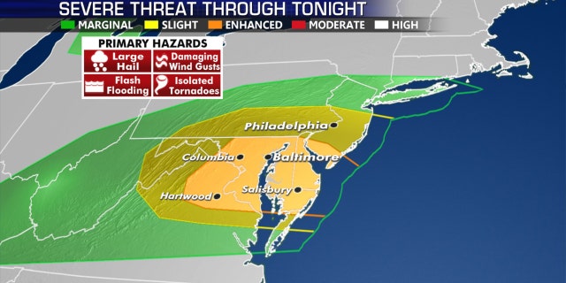 The areas at greatest risk of severe weather on Thursday, Sept. 3, 2020.
