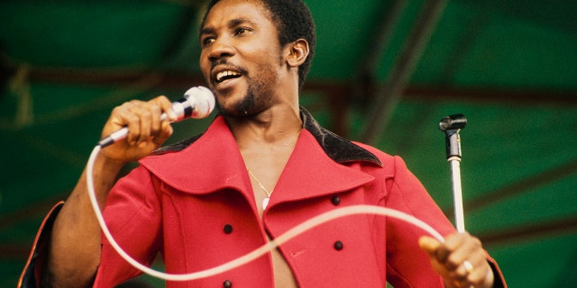 Toots Hibbert of Toots and the Maytals performs on stage in Hyde Park, London, 31st August 1974.