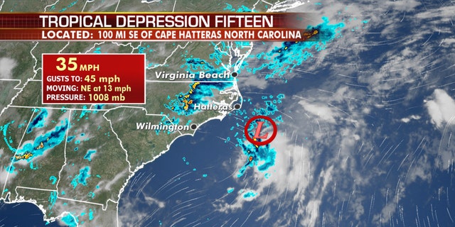 The location of Tropical Depression 15 on Tuesday morning, Sept. 1, 2020.