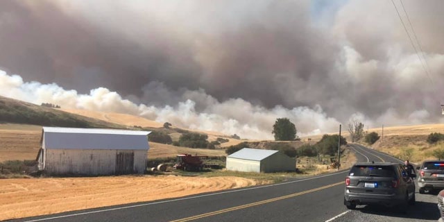 A "firestorm" was reproted in Whitman County, Wash. on Monday as a fast-moving wildfire destroyed 80% of the small town of Malden.