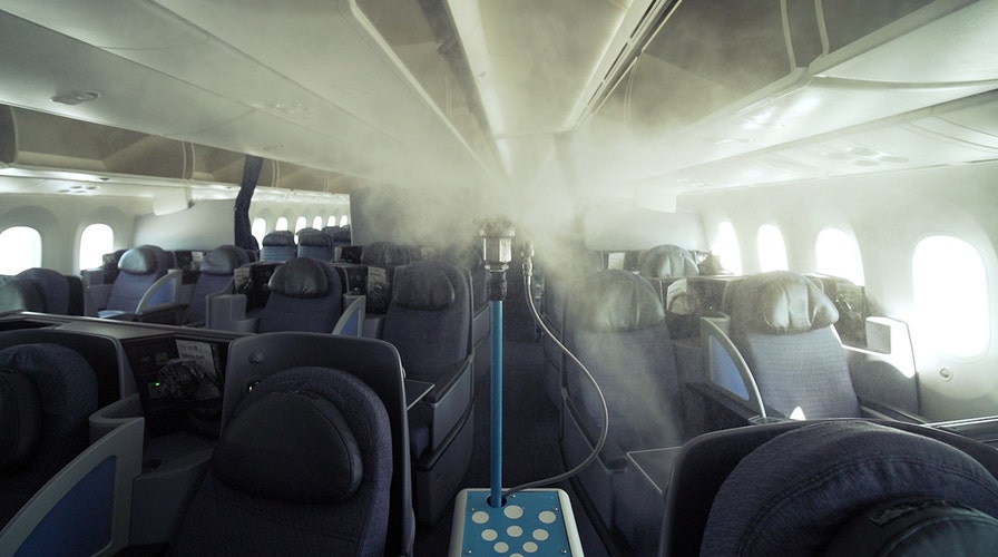 How are plane seats disinfected?