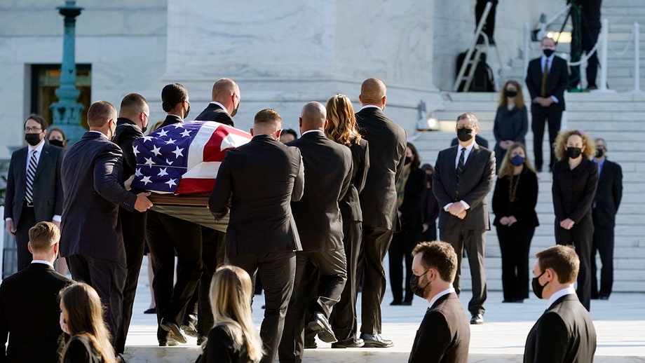 Justice Ruth Bader Ginsburg's casket arrives at Supreme Court to lie in repose