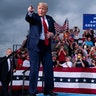 President Donald Trump arrives to speak at a campaign rally at Smith Reynolds Airport, in Winston-Salem, North Carolina, Sept. 8, 2020.