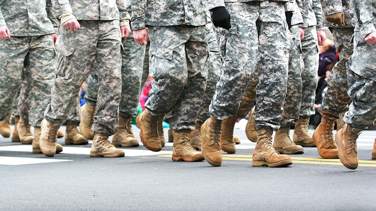 Army unit marching