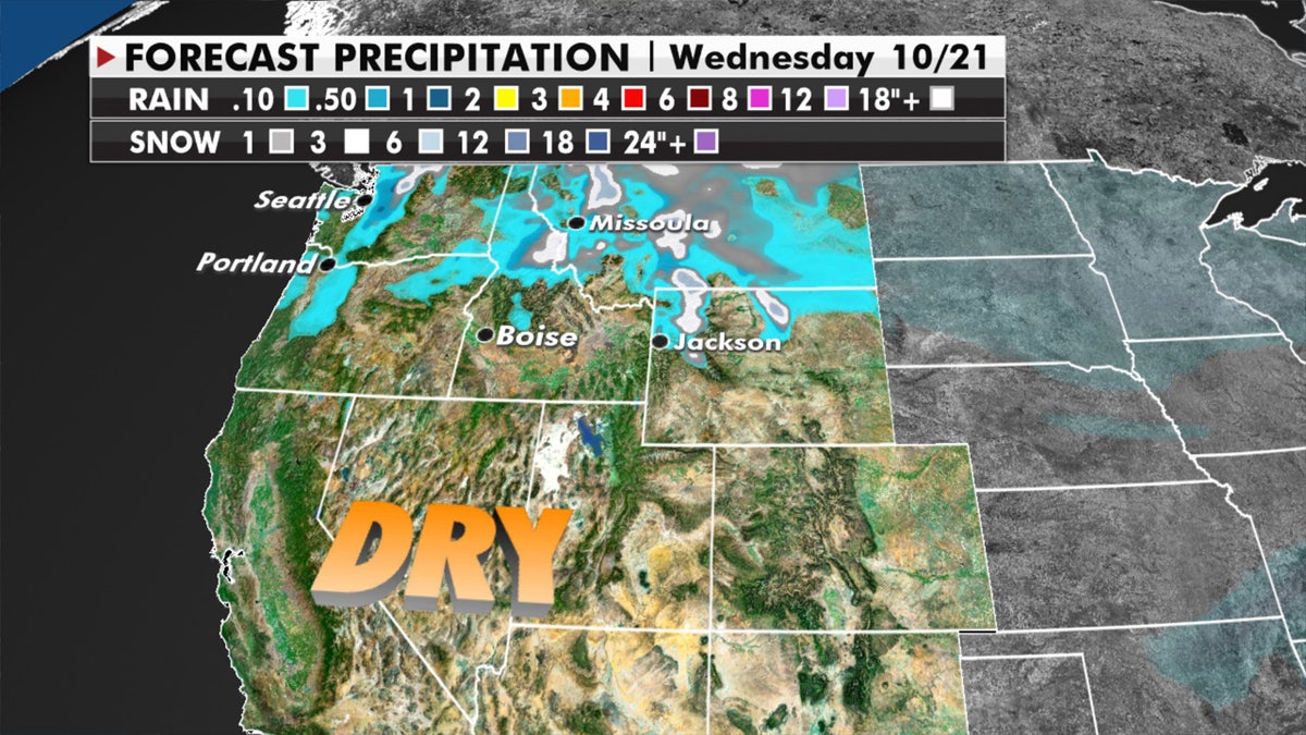 Forecast precipitation across the West.
