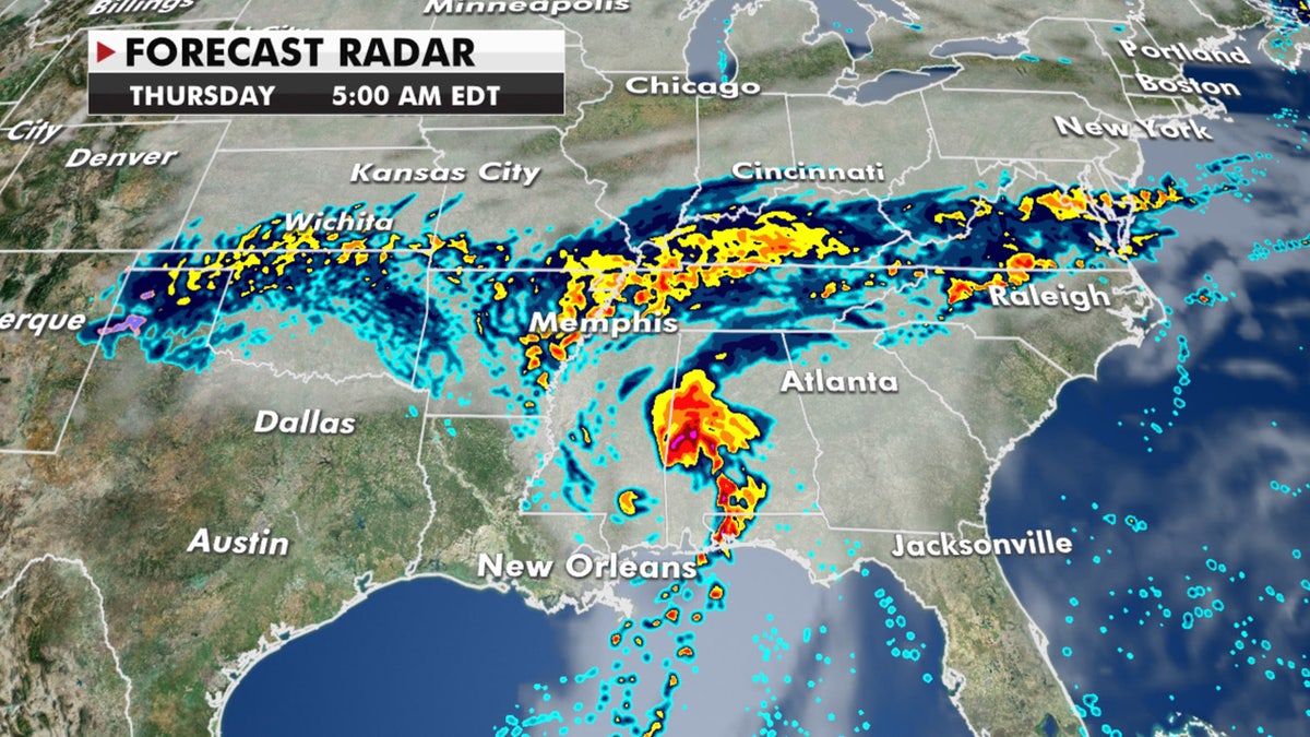 Zeta will spread heavy rain inland after making landfall and interact with the winter storm over the Plains.