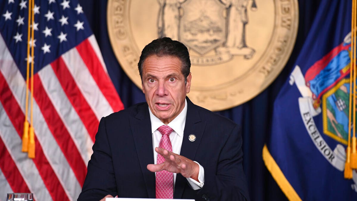 In this Sept. 29, 2020 photo provided by the Office of New York Governor Andrew M. Cuomo, Gov. Cuomo delivers a COVID-19 update during a briefing in New York City.