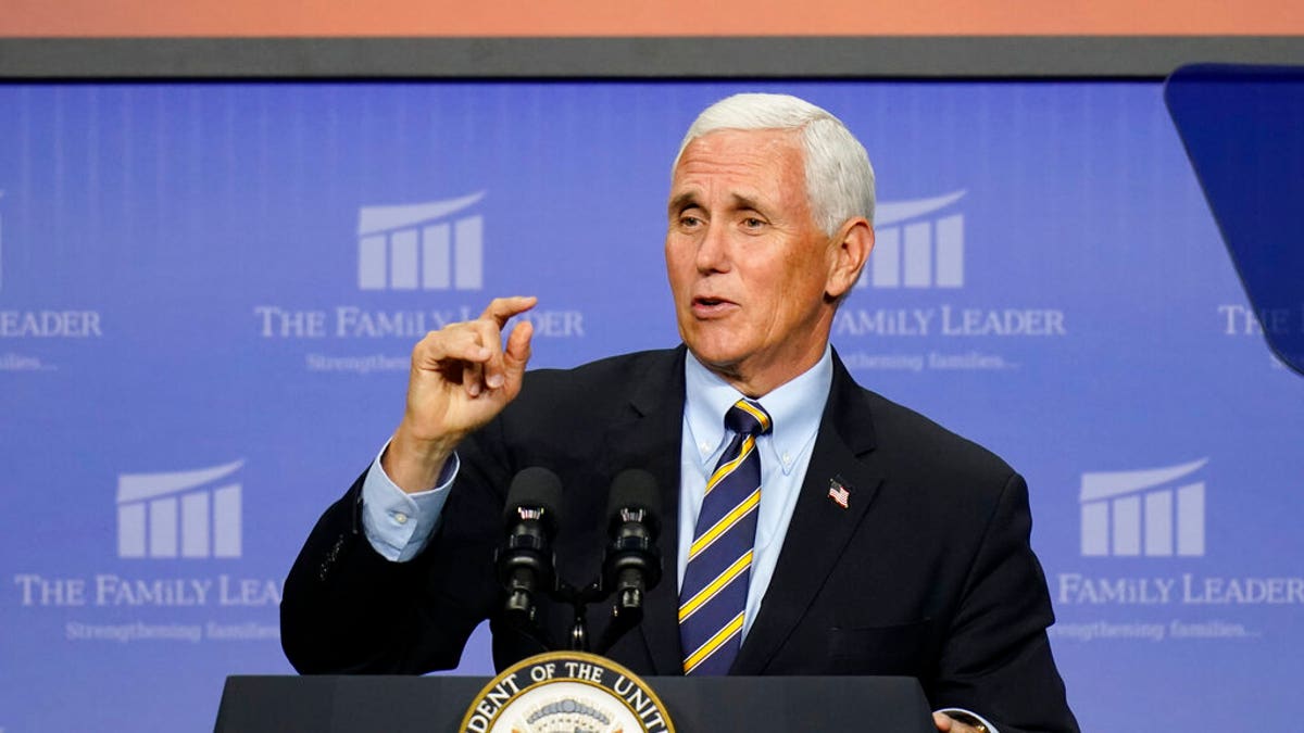 Vice President Mike Pence speaks at an event hosted by The Family Leader Foundation Thursday, Oct. 1, 2020, in Des Moines, Iowa. (AP Photo/Charlie Neibergall)