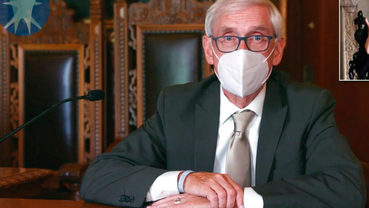 <br>
Wisconsin Gov. Tony Evers is seen in Madison, Wis., July 30, 2020. (Associated Press)