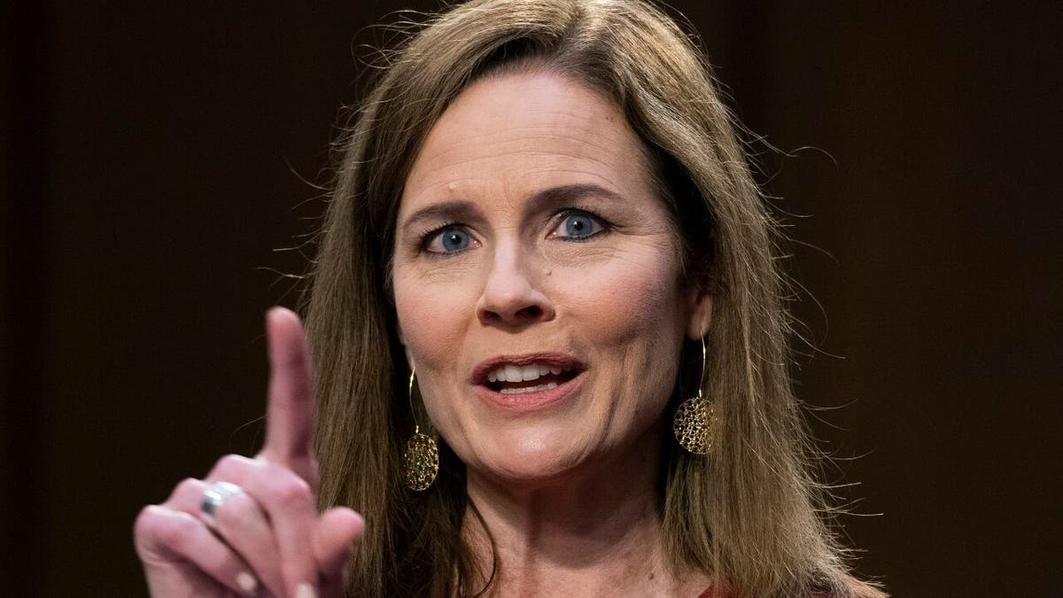 Supreme Court nominee Amy Coney Barrett speaks during her confirmation hearing before the Senate Judiciary Committee on Capitol Hill in Washington, Tuesday, Oct. 13, 2020. (Tom Williams/Pool via AP)