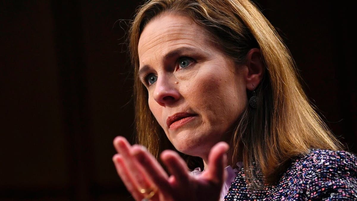 Supreme Court nominee Amy Coney Barrett testifies during the third day of her confirmation hearings before the Senate Judiciary Committee on Capitol Hill in Washington, Wednesday, Oct. 14, 2020. 