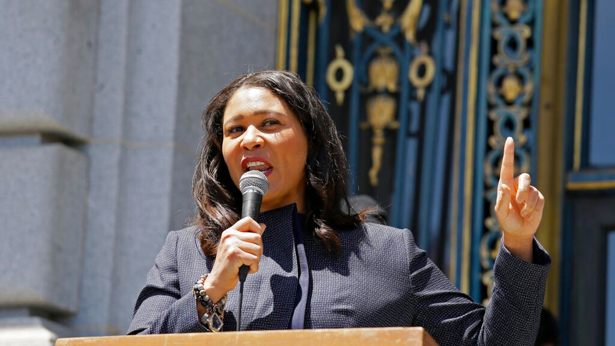 In this June 1, 2020, file photo, San Francisco Mayor London Breed speaks outside City Hall in San Francisco. (AP Photo/Eric Risberg, File)