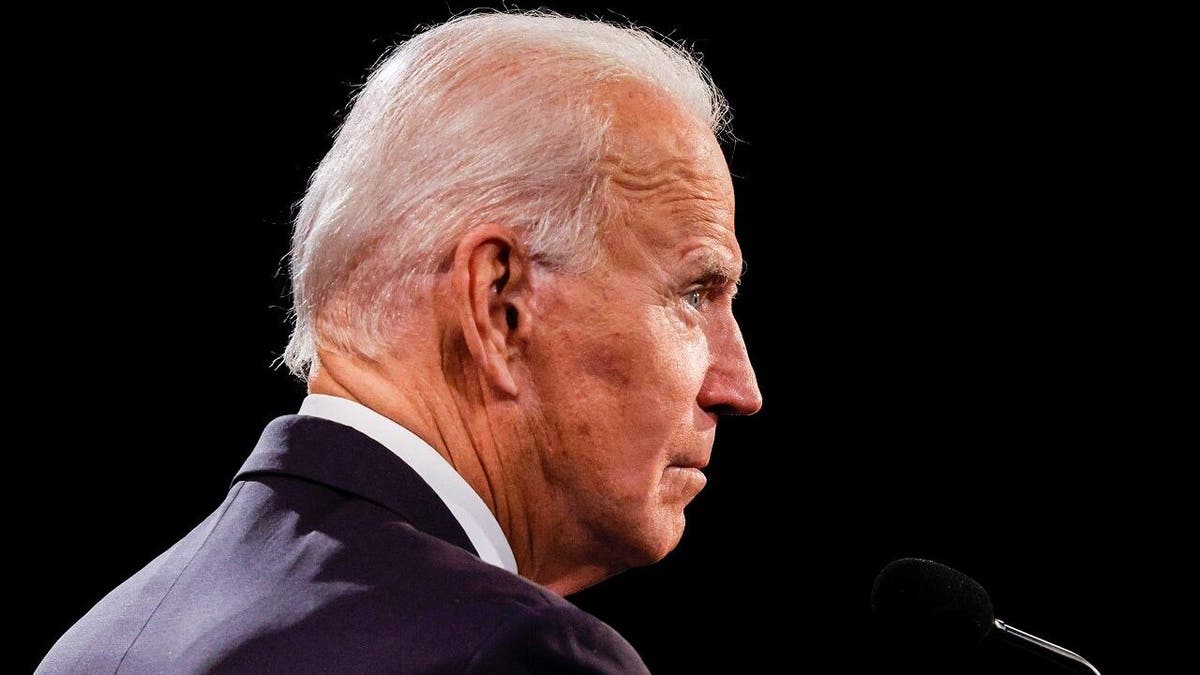 Joe Biden speaks in the final presidential debate at Belmont University, Thursday, Oct. 22, 2020 (Jim Bourg/Pool via AP)