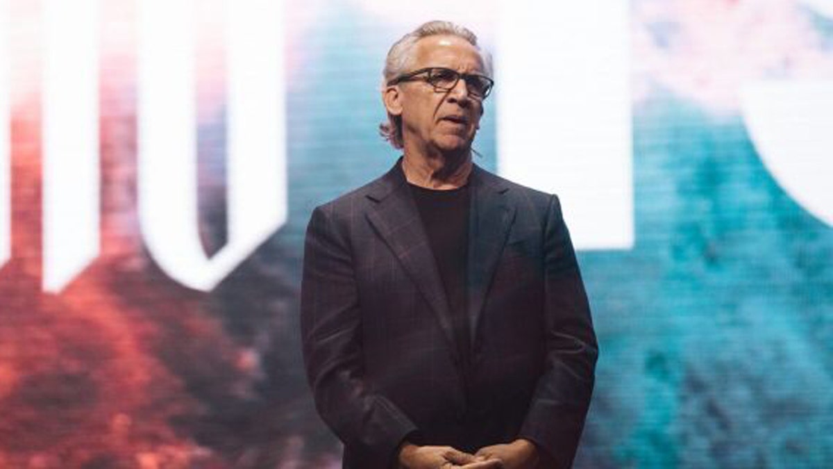 Bill Johnson, the senior lead pastor of Bethel Church in Redding, Calif., speaking at Heaven Come conference in Los Angeles. (Bethel Church)