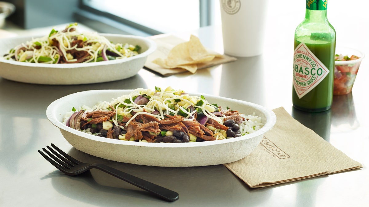 Chipotle's buritto bowls can include protein, rice, beans and assorted toppings or sauces. (William Brinson/Chipotle Mexican Grill)