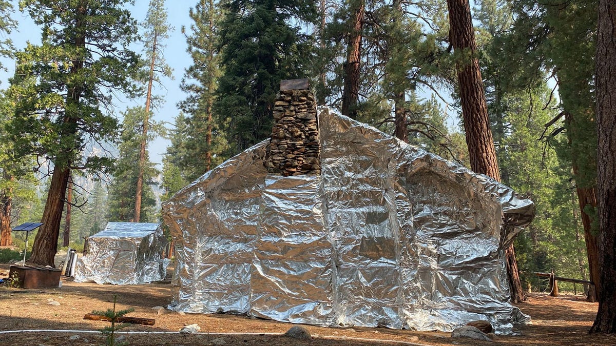 The Kern Canyon Ranger Station in Sequoia National Forest was wrapped in a protective wrap last week due an approaching wildfire.