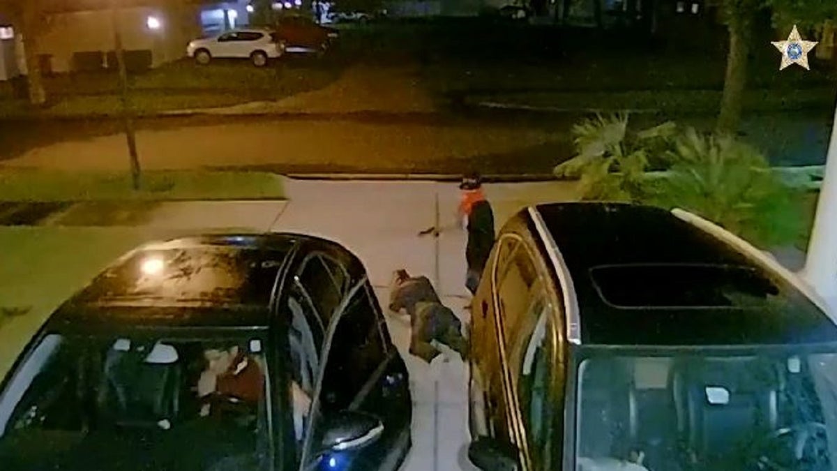 Two armed carjacking suspects confronted a Florida resident after he pulled into his driveway Monday night, authorities said.